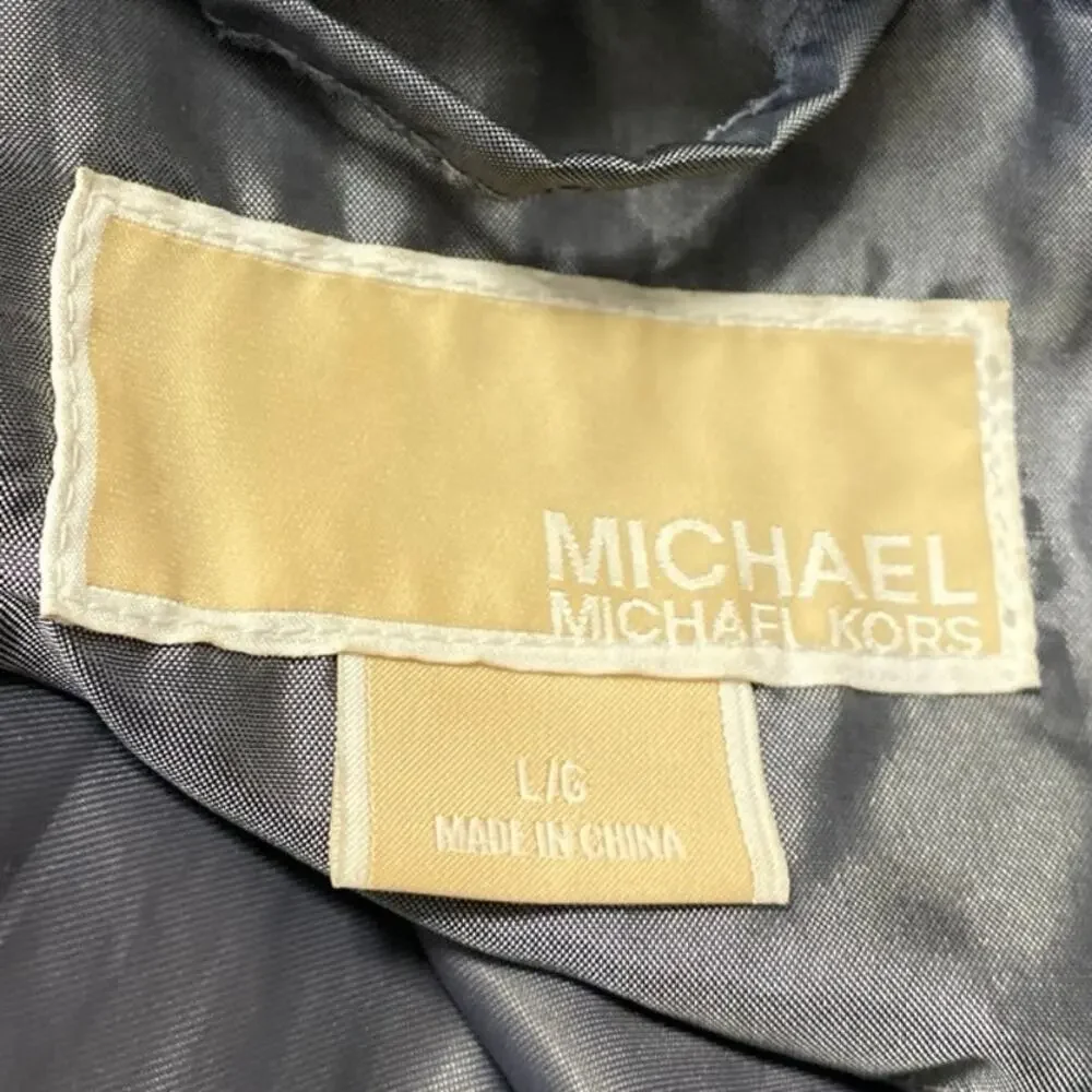 Michael Kors Gray Down Hoodie Hooded Long Sleeve Quilted Puffer Coat Size L
